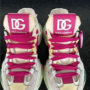 Dolce & Gabbana Fuchsia and Cream Sneakers